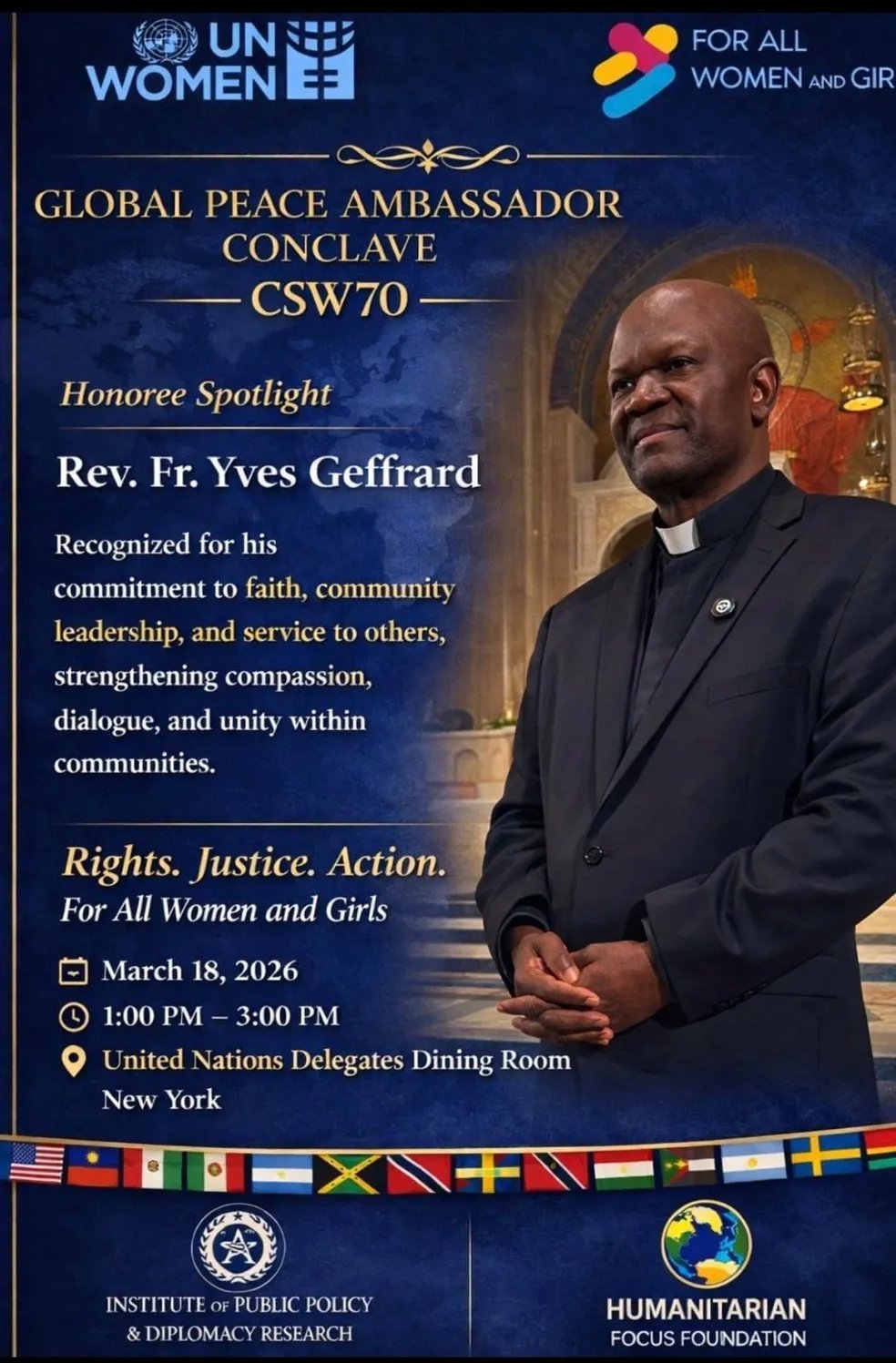 Rev. Fr. Yves Geffrard — Global Peace Ambassador Conclave CSW70